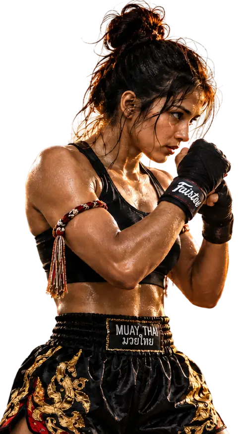 Woman practising Muay Thai in India